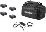 EUROLITE Set 4x AKKU Flat Light 3 sw + Ladenetzteil + Soft-Bag