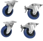 ROADINGER Set Lenkrollen 100mm blau 2x RD-100 + 2x RD-100B mit Bremse