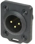 Neutrik XLR 3P Chassis male TOP Goldkontakte - schwarzes Geh&auml;use