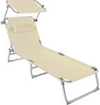 TecTake GmbH Gartenliege 4-stufig mit Kopfpolster - beige 403417