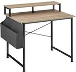 TecTake GmbH Schreibtisch mit Ablage und Stofftasche - Industrial Holz hell, Eiche