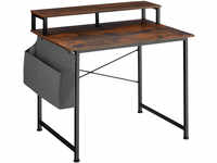 Schreibtisch mit Ablage und Stofftasche - Industrial Holz dunkel, rustikal, 120...