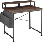 TecTake GmbH Schreibtisch mit Ablage und Stofftasche - Industrial Holz dunkel,