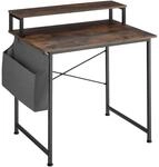 TecTake GmbH Schreibtisch mit Ablage und Stofftasche - Industrial Holz dunkel,