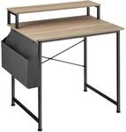 TecTake GmbH Schreibtisch mit Ablage und Stofftasche - Industrial Holz hell, Eiche