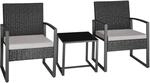 TecTake GmbH Rattan Sitzgruppe Granada mit Tisch f&uuml;r 2 Personen schwarz -