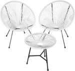 TecTake GmbH 2 Gartenst&uuml;hle Santana mit Tisch - wei&szlig; 404411