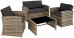 TecTake GmbH Rattan Lounge Jesolo - natur/dunkelgrau 404916
