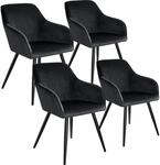 TecTake GmbH Esszimmerstuhl Marilyn Samtoptik, schwarze Stuhlbeine - schwarz,...