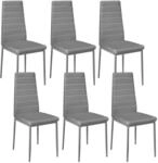 TecTake GmbH Esszimmerst&uuml;hle Kunstleder - grau, 6er Set 401851