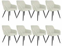 tectake 8er Set Stuhl Marilyn Leinenoptik, schwarze Stuhlbeine - crème/schwarz