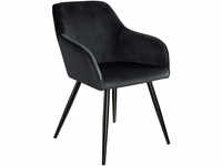 tectake Stuhl Marilyn Samtoptik, schwarze Stuhlbeine - schwarz 403663