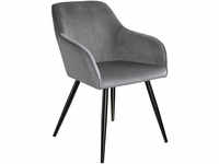 tectake Stuhl Marilyn Samtoptik, schwarze Stuhlbeine - grau/schwarz 403659