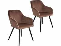 2er Set Stuhl Marilyn Samtoptik, schwarze Stuhlbeine - braun/schwarz