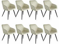tectake 8er Set Stuhl Marilyn Stoff, schwarze Stuhlbeine - crème/schwarz 404768