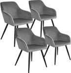 TecTake GmbH Esszimmerstuhl Marilyn Samtoptik, schwarze Stuhlbeine - grau/schwarz,