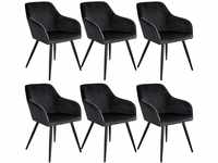 tectake 6er Set Stuhl Marilyn Samtoptik, schwarze Stuhlbeine - schwarz 404052