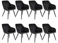 tectake 8er Set Stuhl Marilyn Samtoptik, schwarze Stuhlbeine - schwarz 404053