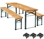TecTake GmbH Bierzeltgarnitur Ludwig 3-tlg. klappbar mit Schirmhalterung - braun