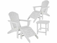 tectake 2 Gartenstühle mit 2 Fußablagen und Tisch wetterfest - weiß/weiß...