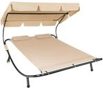 TecTake GmbH Gartenliege f&uuml;r 2 Personen - schwarz/beige 404865