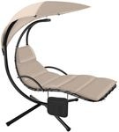 TecTake GmbH H&auml;ngeliege Elaria mit Sonnendach und Seitentasche - beige 404603