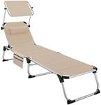TecTake GmbH Aluminium Sonnenliege Lorella gepolstert, klappbar - beige 405108