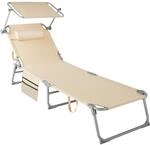 TecTake GmbH Sonnenliege Chlo&eacute; 4-stufig, Kopfpolster und Tasche - beige 405096