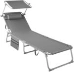 TecTake GmbH Sonnenliege Chlo&eacute; 4-stufig, Kopfpolster und Tasche - grau 405098