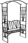 TecTake GmbH Rosenbogen mit Sitzbank 210 cm - schwarz 400769