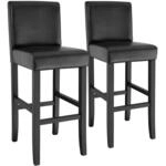 TecTake GmbH Barhocker aus Kunstleder - schwarz, 2er Set 403510