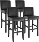TecTake GmbH Barhocker aus Kunstleder - schwarz, 4er Set 403511