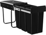 TecTake GmbH Abfallsammler Ashlyn, 3-fach Trennung, 30L, Teleskopschienen - schwarz