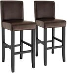 TecTake GmbH Barhocker aus Kunstleder - braun, 2er Set 403512