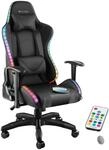 TecTake GmbH Gamingstuhl Tartaros, LED, Massagefunktion - schwarz/schwarz 405300