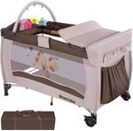 TecTake GmbH Kinderreisebett Hund 132x75x104cm mit Wickelauflage und...