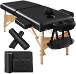 TecTake GmbH 2-Zonen Massageliege-Set 7,5cm Polsterung + Rollen + Tasche - schwarz