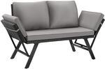 TecTake GmbH Rattan-Loungesofa Sintra, verstellbare Armlehnen, 2in1 -