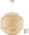 TecTake GmbH Deckenleuchte Lignea Lux aus Bambus, im Boho-Stil, 40W - braun 405208
