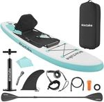 TecTake GmbH 2in1 Stand-Up Paddle Board aufblasbar, Komplettset - wei&szlig;/t&uuml;rkis