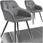 TecTake GmbH Stuhl Marilyn, Samtoptik, gesteppt - grau/schwarz, 2er Set 405768