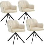 TecTake GmbH Samt-Drehstuhl Lona mit dicker Polsterung - creme/schwarz, 4er Set