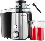 TecTake GmbH Entsafter Frufi, 2 Geschwindigkeitsstufen, Edelstahl, 600W - silber