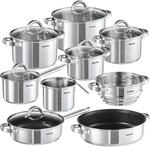 TecTake GmbH Kochtopfset Turin 15-tlg., Edelstahl, f&uuml;r Induktion geeignet - silber