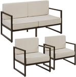 TecTake GmbH Garten-Loungeset Comosa f&uuml;r 4 Personen, XXL-Polsterung - braun/beige