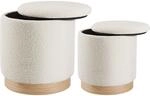 TecTake GmbH 2er Set Sitzhocker Orchide Boucl&eacute;, gepolstert, mit Stauraum - creme