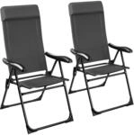 TecTake GmbH Faltbarer Campingstuhl M&uuml;ritz mit Kopfpolster, Aluminium - 2er Set