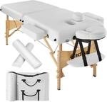 TecTake GmbH 2-Zonen Massageliege-Set 7,5cm Polsterung + Rollen + Tasche - wei&szlig;