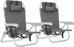 TecTake GmbH Aluminium Strandstuhl Coral, klappbar mit Rucksackfunktion - grau,...