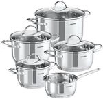TecTake GmbH Kochtopfset Bologna II 9-tlg., f&uuml;r Induktion geeignet - silber...